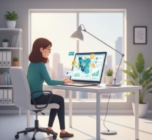 SEO expert analyzing local business map and competitor data
