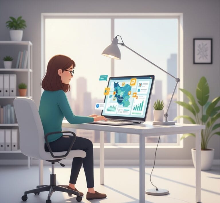 SEO expert analyzing local business map and competitor data